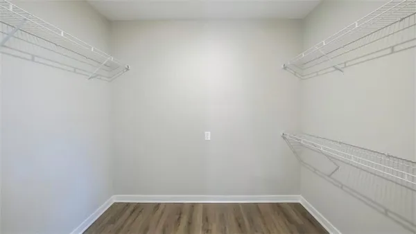 a view of an empty walk in closet