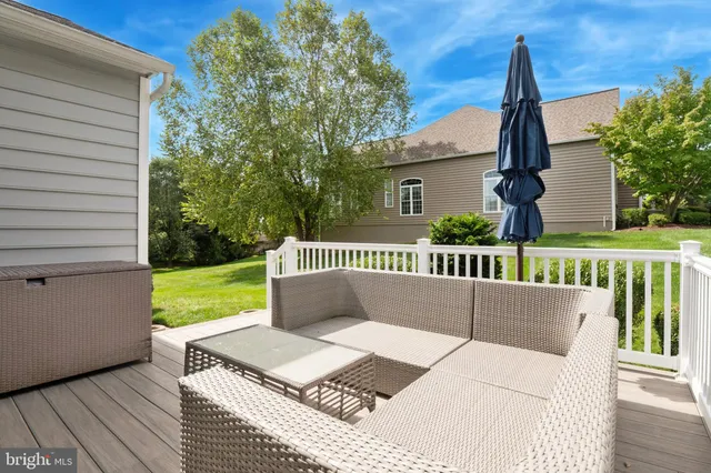 a view of a deck with a chair