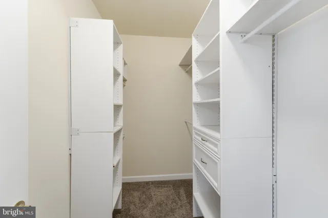 a view of an empty walk in closet