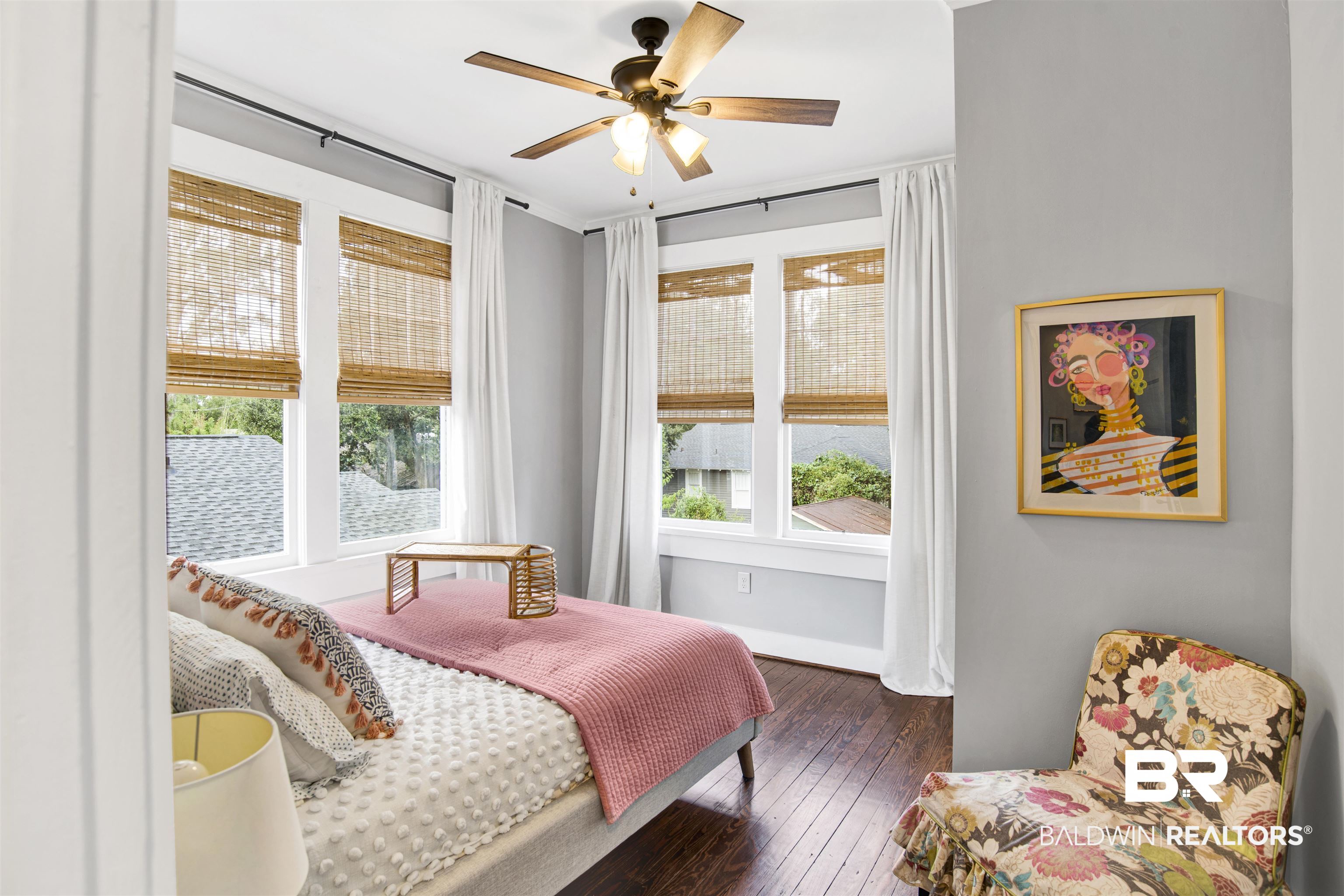 123 Macy Place Mobile, AL 36604 - Photo 21 of 35 Bedroom with dark wood-style flooring and ceiling fan