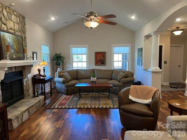 183 Burl Bridges Road Forest City, NC 28043 - Photo 9 of 31 a living room with furniture a ceiling fan hardwood and a window