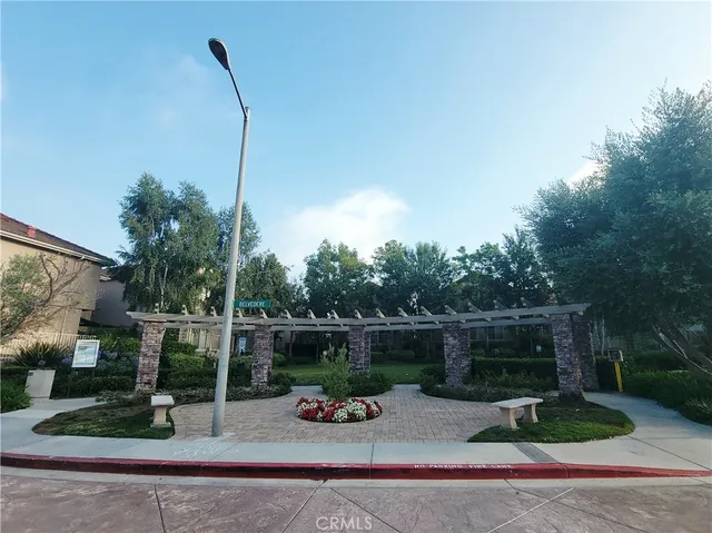 a view of a bench in the patio