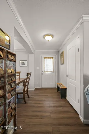 a view of a livingroom with furniture and wooden floor