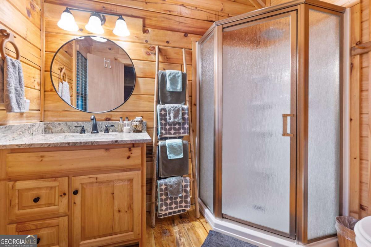 24 Casey Court Blue Ridge, GA 30513 - Photo 5 of 54 a bathroom with a mirror and a shower