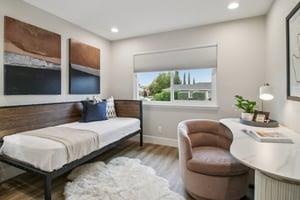 7106 Brooktree Way San Jose, CA 95120 - Photo 25 of 36 a bedroom with a large bed and a couch