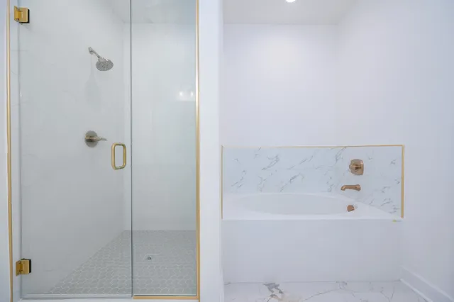 a bathroom with a bathtub