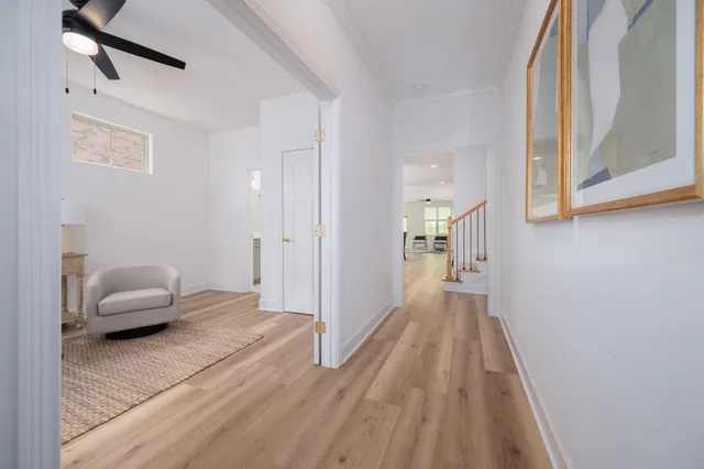 a view of a bedroom from a hallway