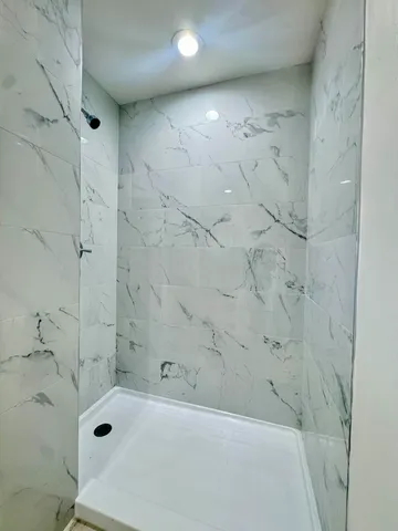 a bathroom with a bathtub