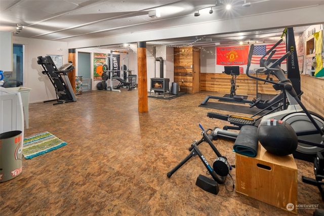a view of a room with gym equipment