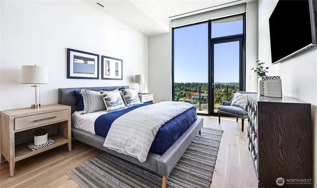 a bed room with a bed and a couch