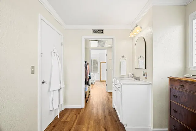 a view of bathroom with dual sinks