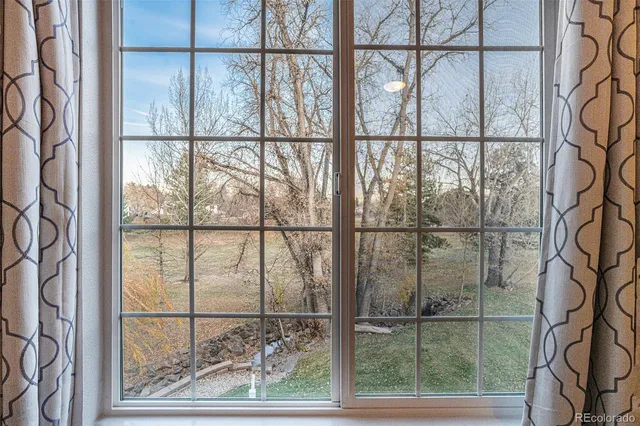 a garden view with a space