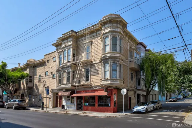 a front view of a building and a street