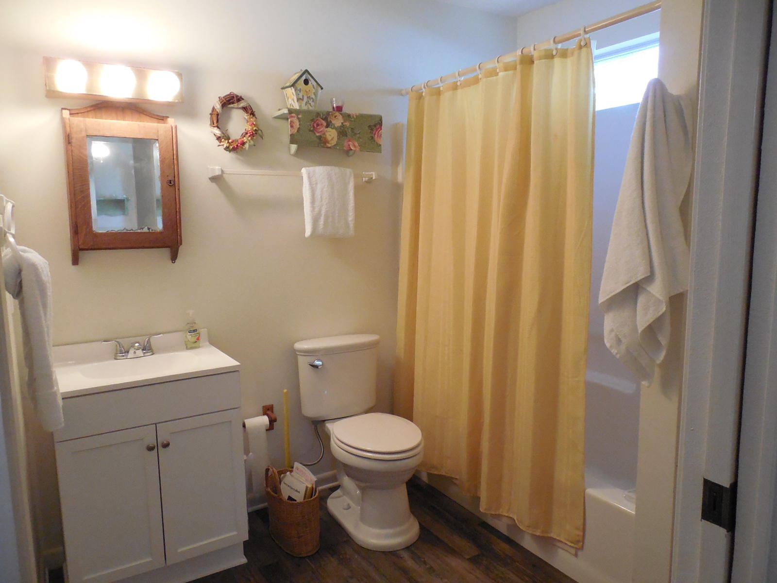 732 Spring Lake Road DeFuniak Springs, FL 32433 - Photo 38 of 44 a bathroom with a sink a toilet and shower curtain