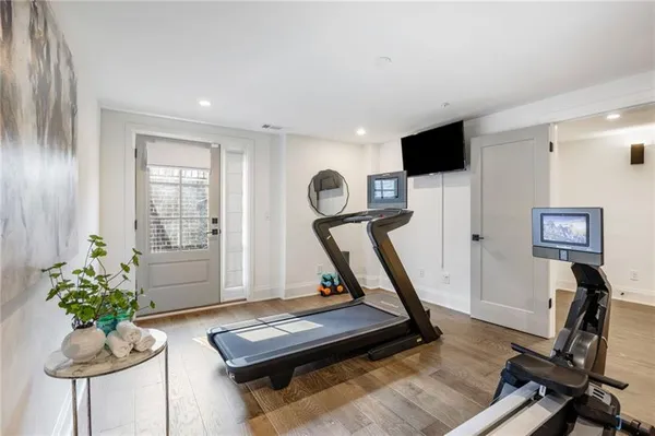 a view of a room with gym equipment