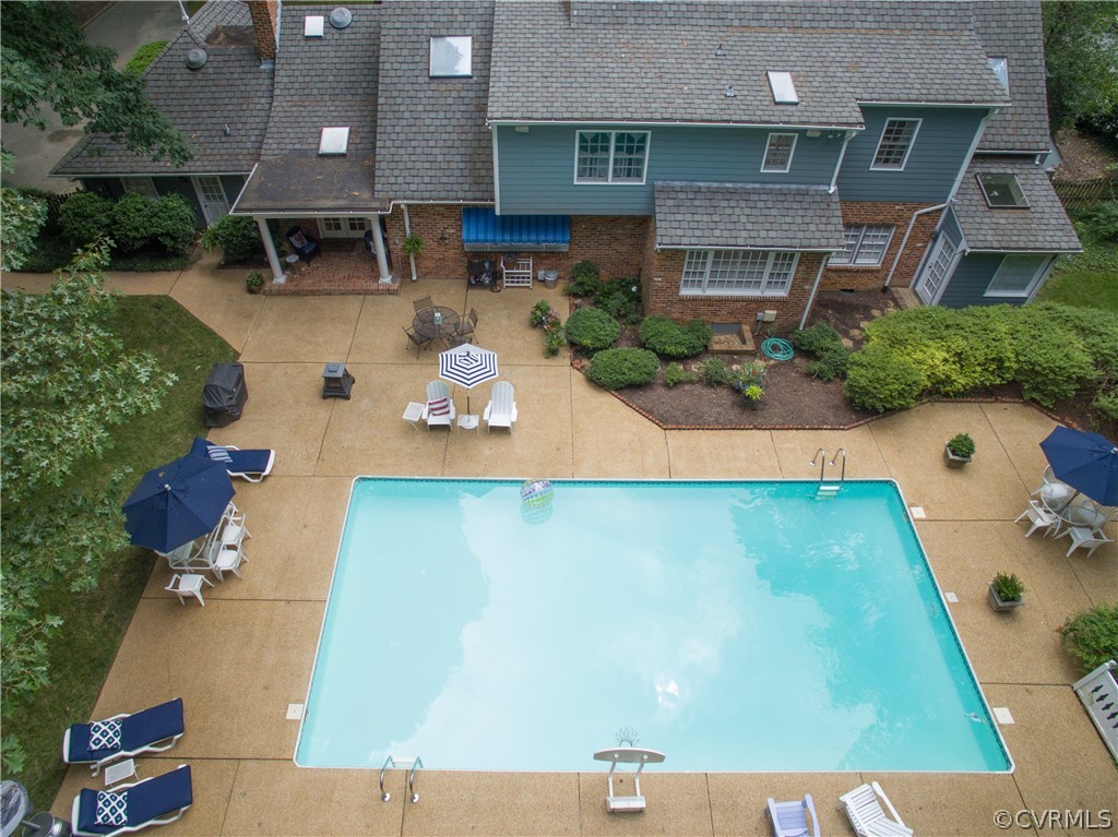 2860 West Brigstock Road Midlothian, VA 23113 - Photo 10 of 50 an aerial view of house with yard swimming pool and outdoor seating