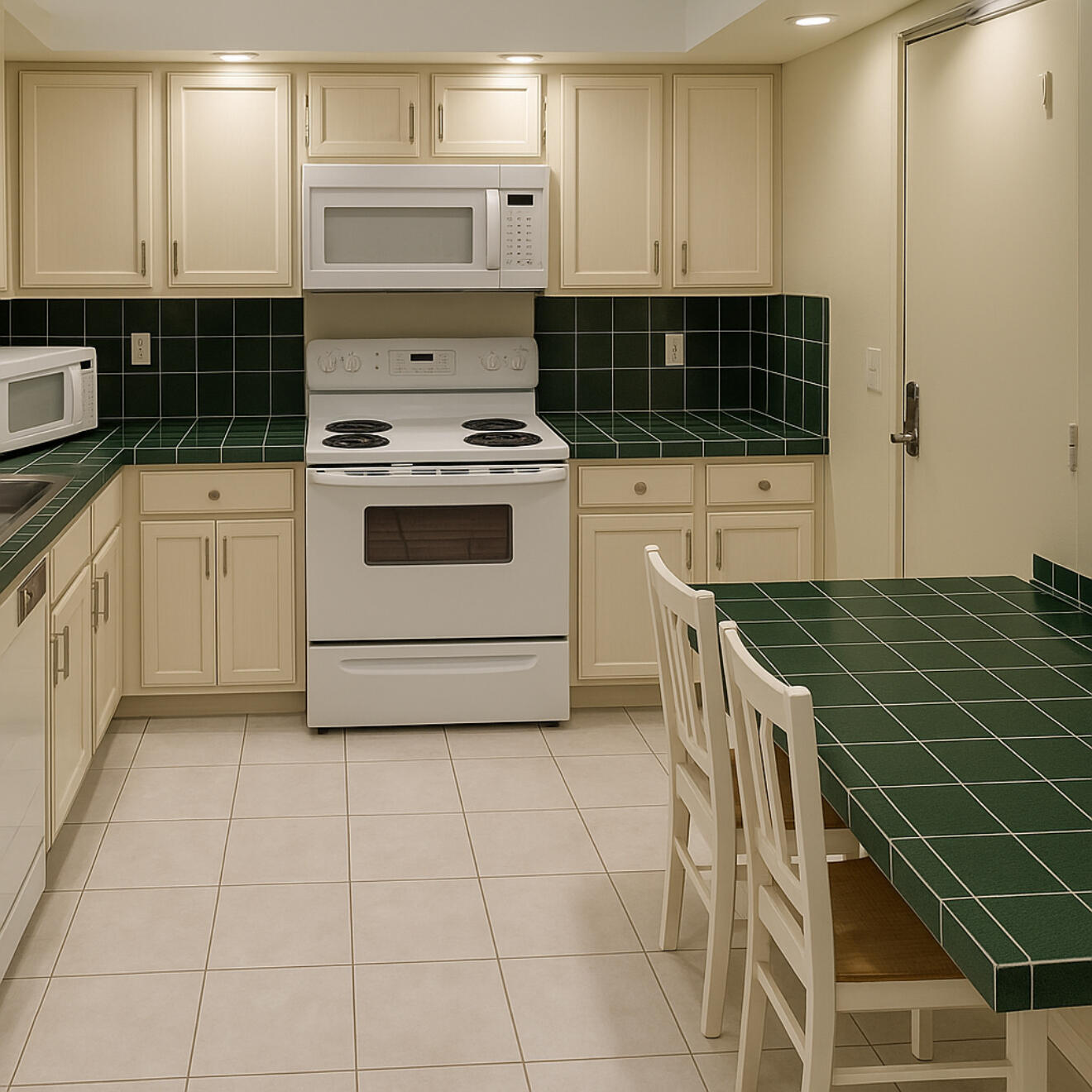 10777 West Sample Road, Unit 508 Coral Springs, FL 33065 - Photo 21 of 25 a kitchen with granite countertop a stove a sink and a microwave