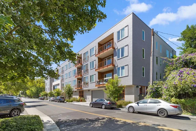 a car parked in front of a building