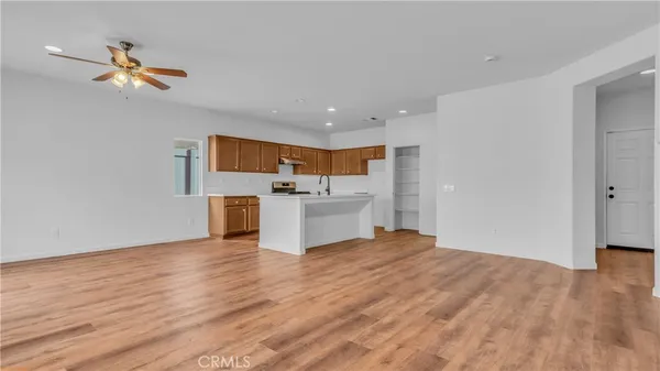 a view of kitchen with wooden floor
