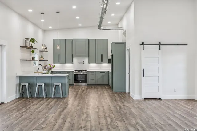 a view of entryway with wooden floor