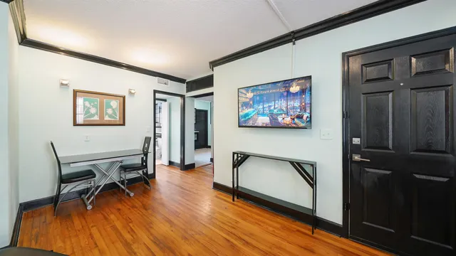 a view of a windows and a fireplace in a room