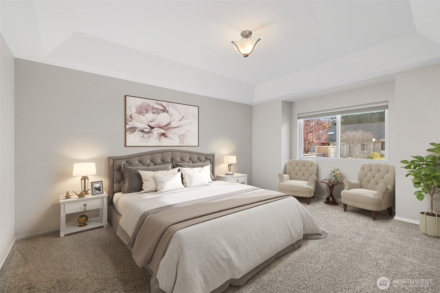 191 Cascadia Loop Sequim, WA 98382 - Photo 7 of 40 a bedroom with bed and a large window