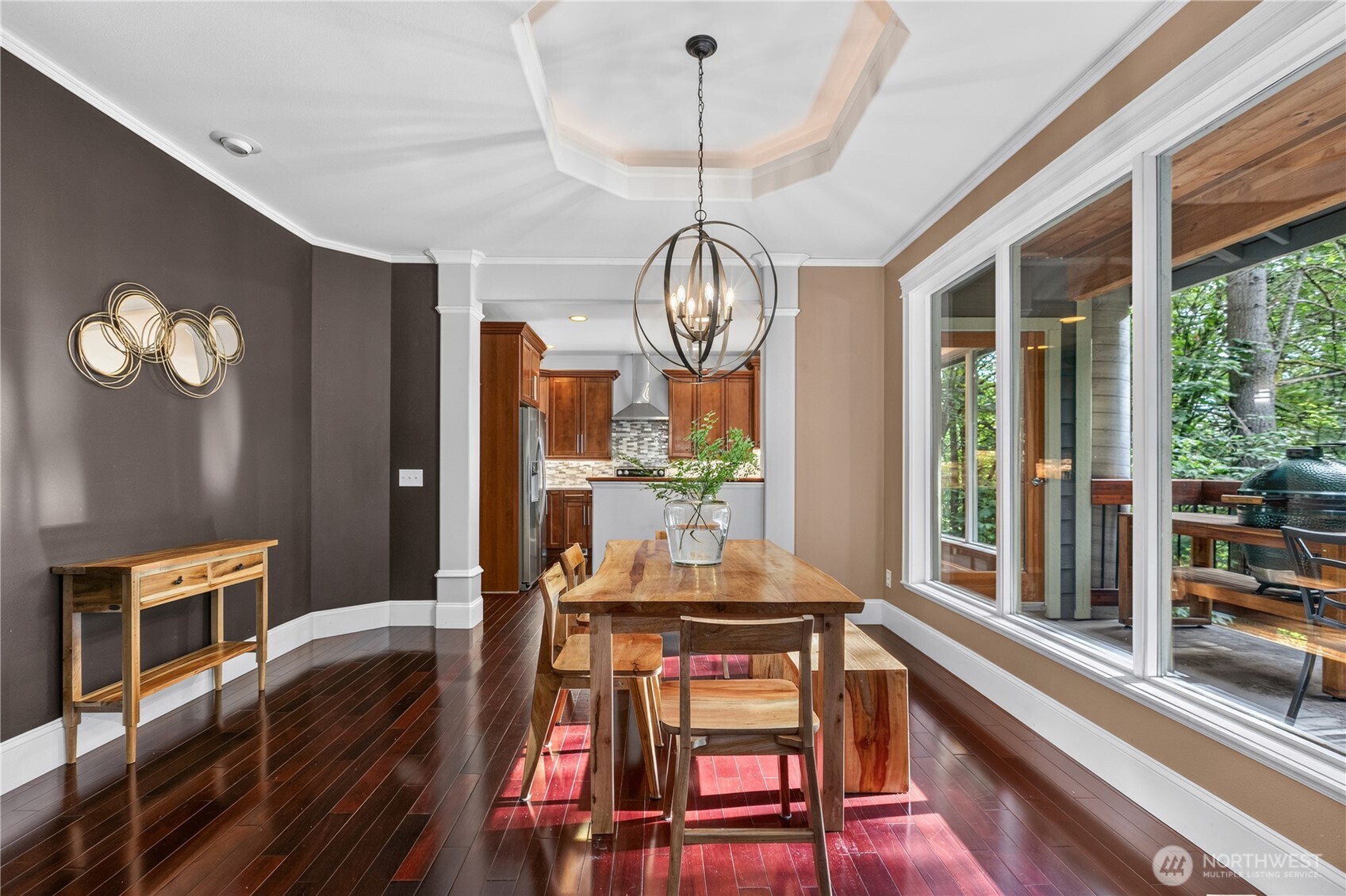 45 Cascade Lane Bellingham, WA 98229 - Photo 9 of 40 a view of a dining room with furniture a chandelier and large windows