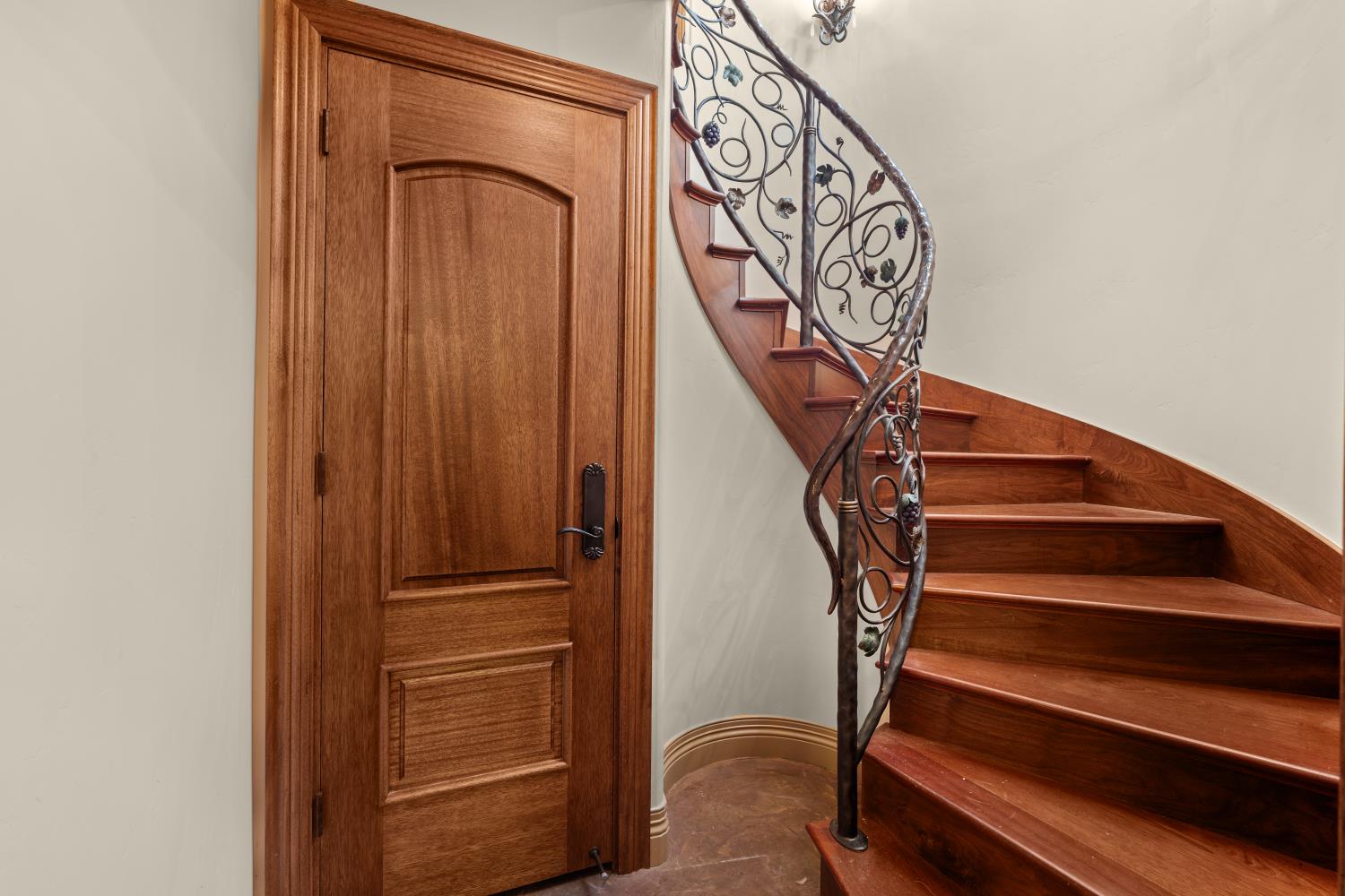 1100 Cold Springs Road Placerville, CA 95667 - Photo 25 of 97 Wine Cellar - Sweeping spiral staircase featuring ornate wrought iron balusters and hardwood treads