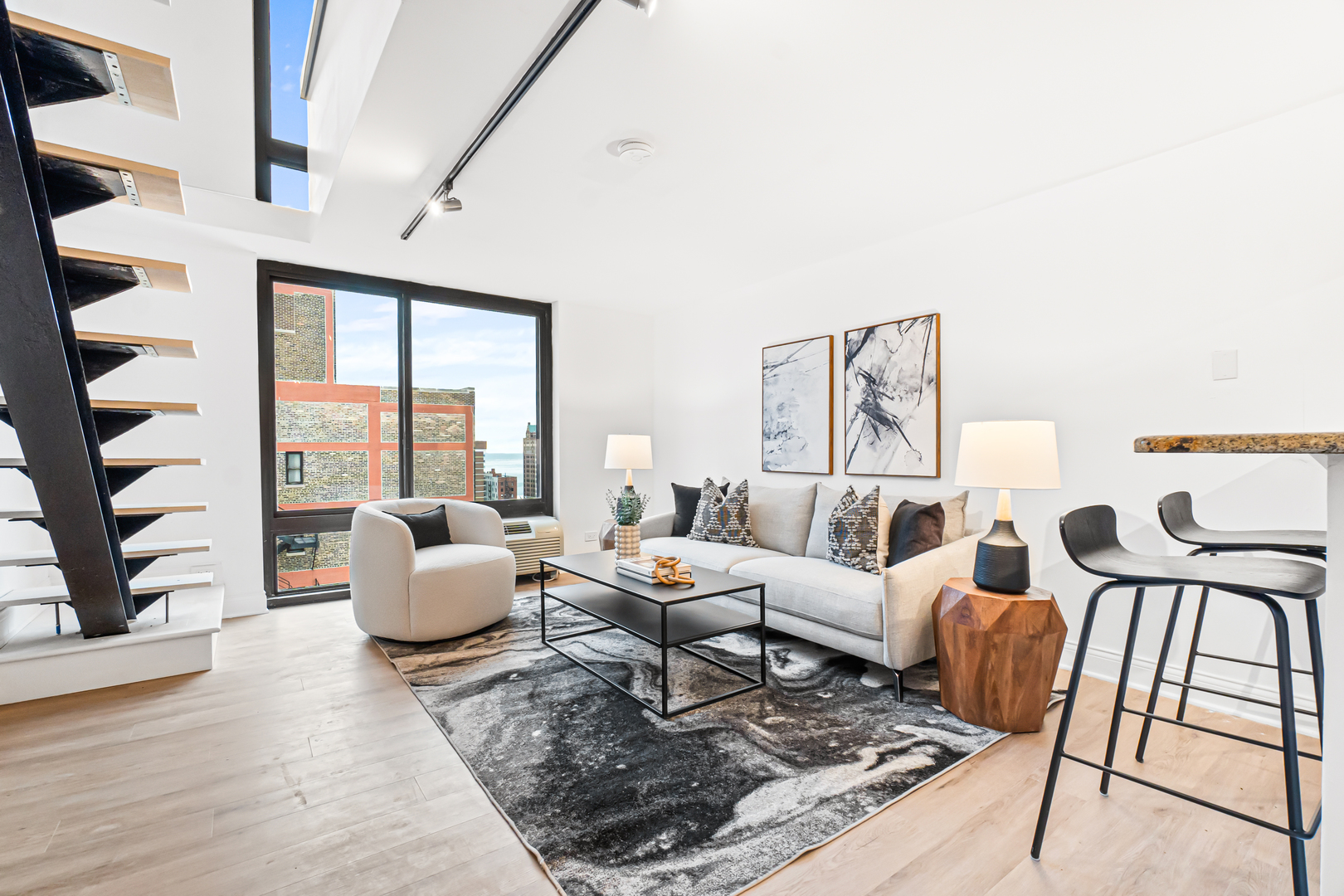 1221 North Dearborn Street, Unit PH8S Chicago, IL 60610 - Photo 2 of 24 a living room with furniture fireplace and a large window