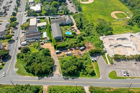 an aerial view of residential building with outdoor space