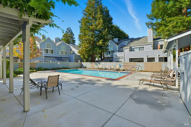 a view of a outdoor space with a patio