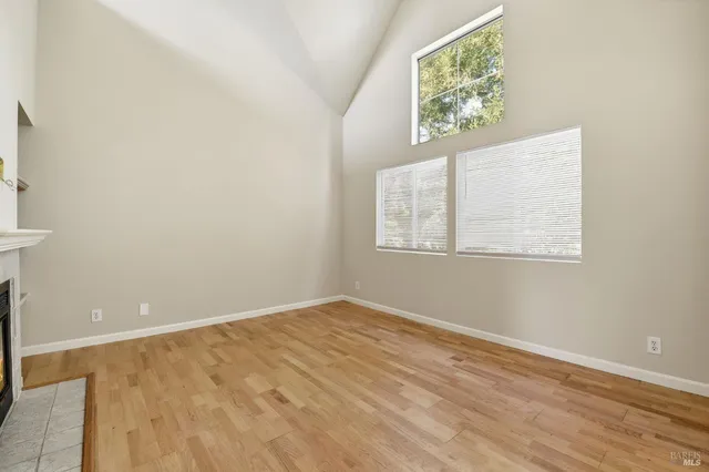 an empty room with windows