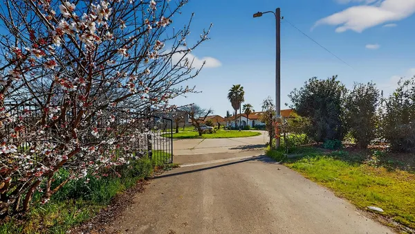 a view of a bench in a yard