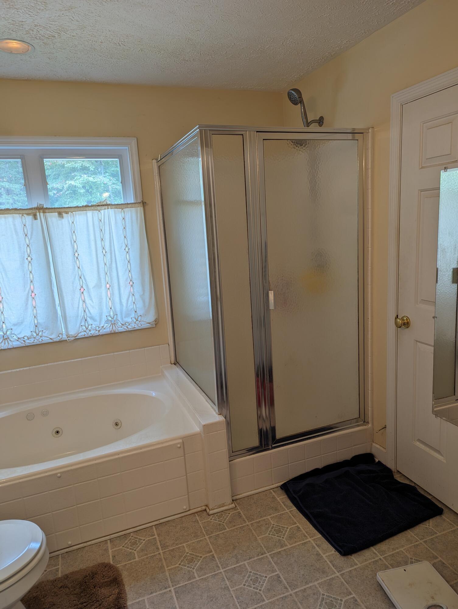 4715 Providence Church Road Ferrum, VA 24088 - Photo 19 of 46 a bathroom with a bathtub and a shower