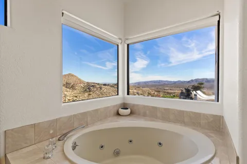 a view of a bathtub in a room