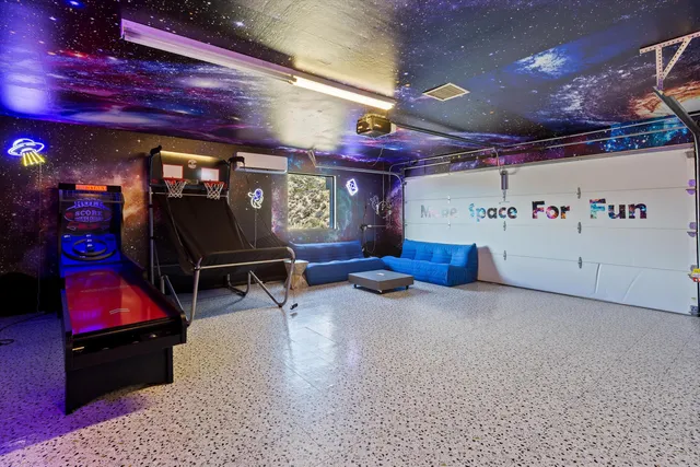 a room with gym equipment