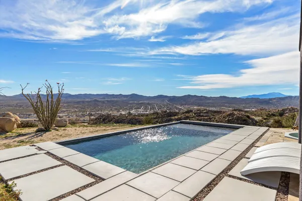 a view of a terrace with mountain view