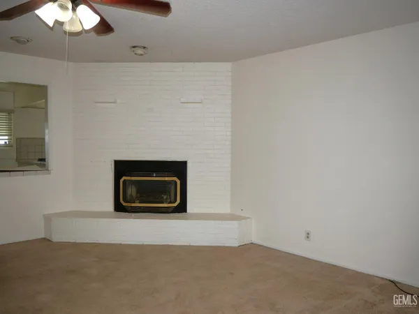 a living room with a fireplace