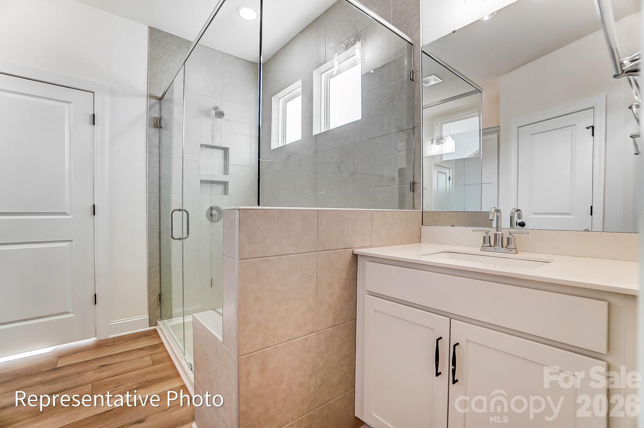 5009 Raging Crk Drive Indian Trail, NC 28079 - Photo 15 of 39 a bathroom with a sink and a mirror