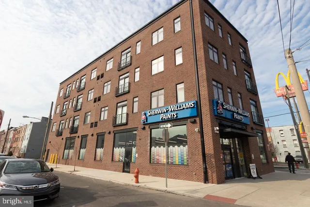 a front view of a building