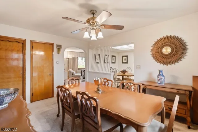 a view of a dining room and livingroom view