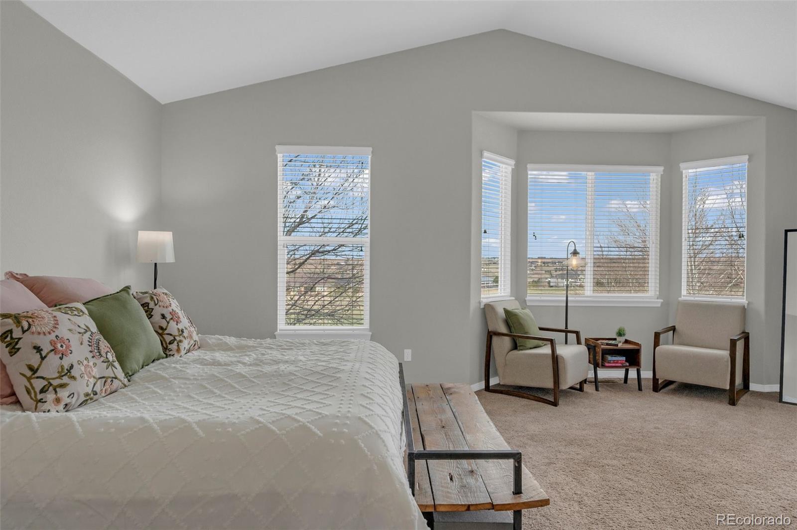 2382 Antelope Ridge Trail Parker, CO 80138 - Photo 3 of 49 a spacious bedroom with a bed a table and large window