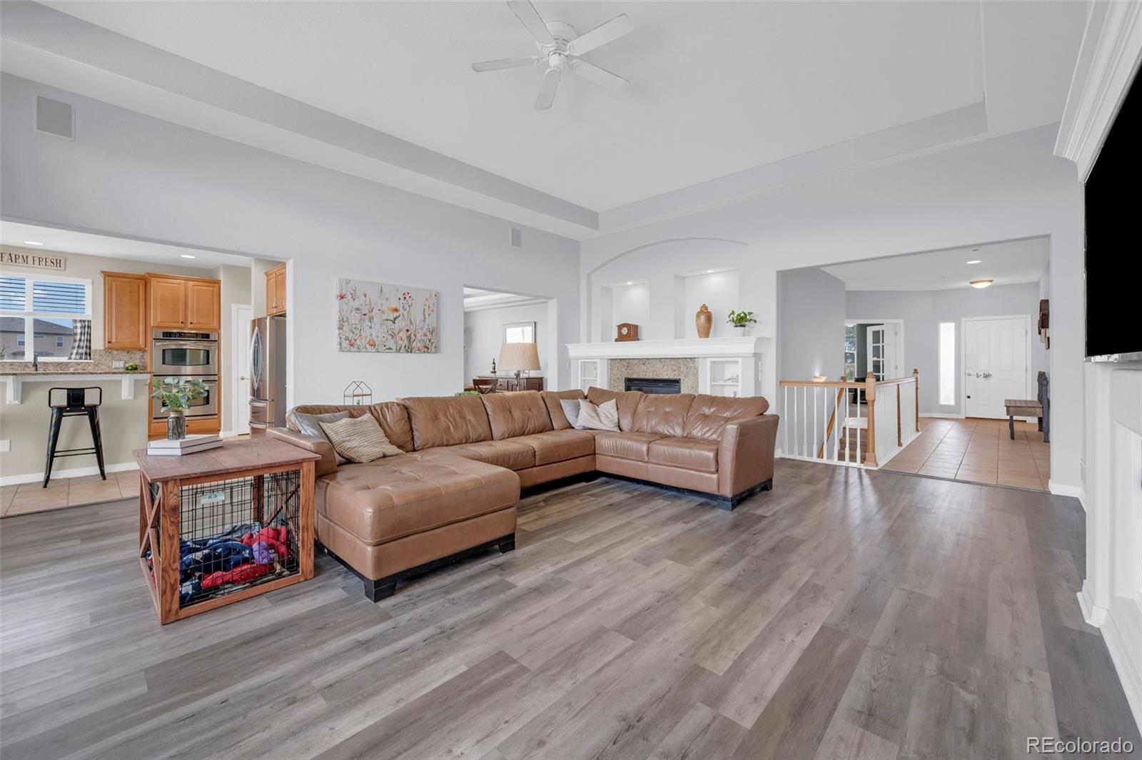 2382 Antelope Ridge Trail Parker, CO 80138 - Photo 8 of 34 a living room with furniture and a wooden floor
