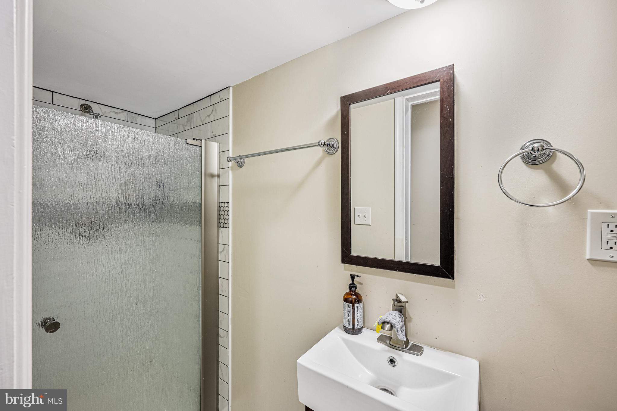 14816 Bushy Park Road Woodbine, MD 21797 - Photo 31 of 40 a bathroom with a shower a sink and mirror