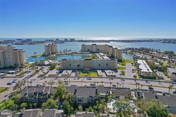 a view of a city skyline with a lake view