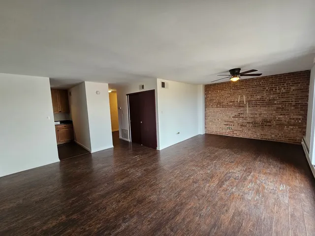 a view of city with wooden stairs