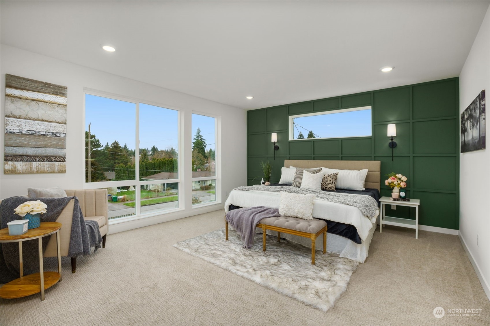 8849 30th Avenue Southwest Seattle, WA 98126 - Photo 17 of 37 a spacious bedroom with a bed and a large window