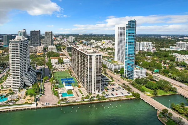 a view of a city with tall buildings
