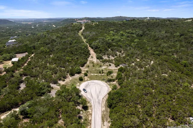 a view of a city with lush green forest