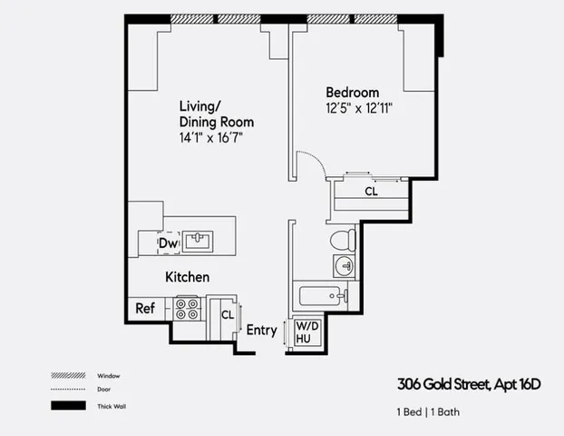 $949,000 | 306 Gold Street, Unit 16D | Downtown Brooklyn